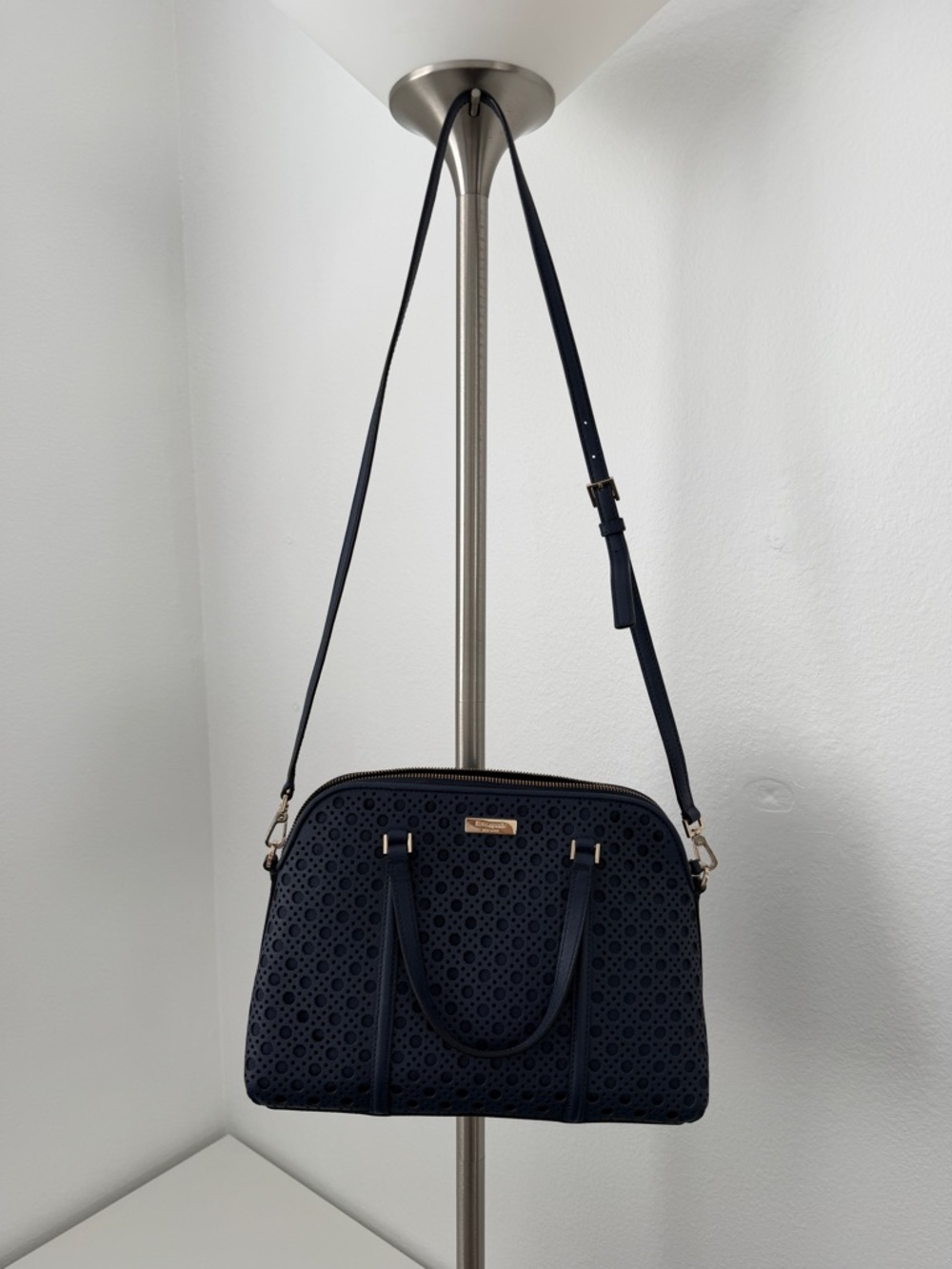 kate spade Navy Laser-Cut Dome Satchel with Adjustable Strap